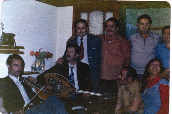Cretan musicians Nikos Manias lute & Markos Daskalomarkakis lyra in Yaraville Melbourne 1975.